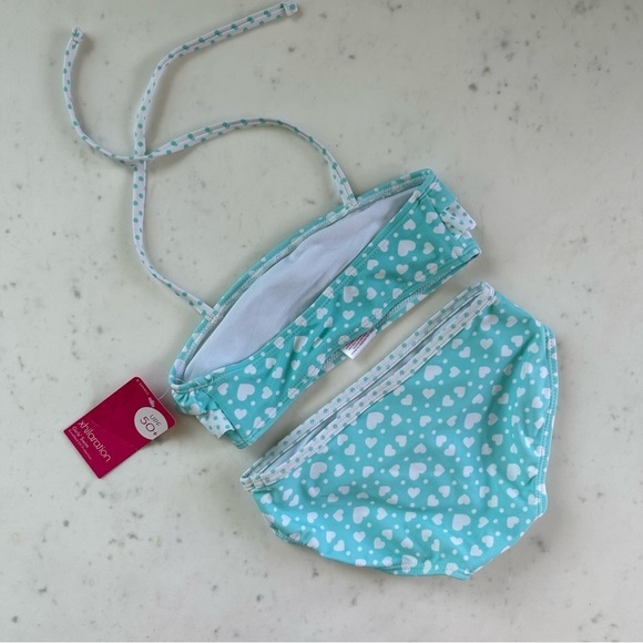 NWT Girl’s Xhilaration Blue & White Polka Dot 2-apiece Swimsuit - Picture 3 of 4